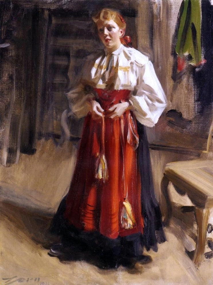 Anders Zorn Girl in an Orsa Costume, 21"x28" Wall Decal Print