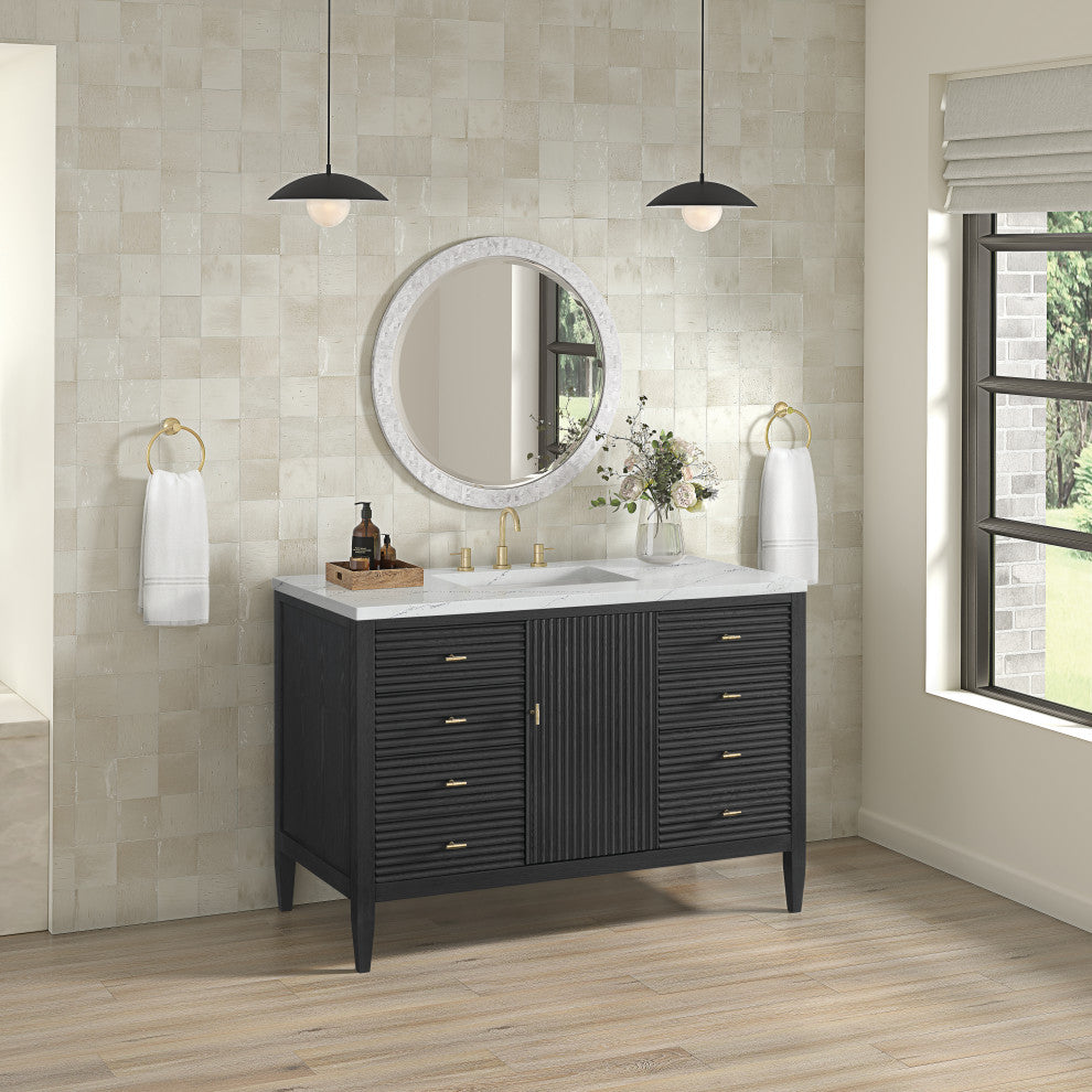 Myrrin 48" Vanity, Carbon Oak, 3 CM Ethereal Noctis Top