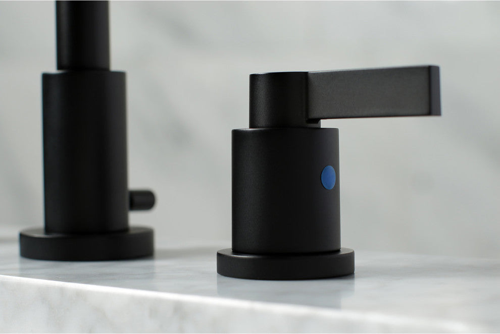Widespread Bathroom Faucet, Brass Pop-Up, Matte Black