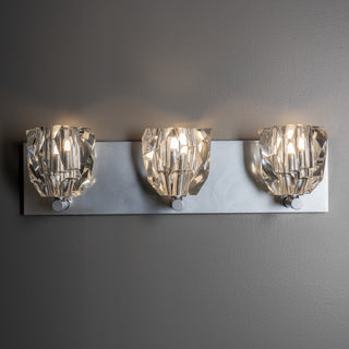 Gatsby 3-Light Bath Sconce, Sterling Finish, Crystal Accents