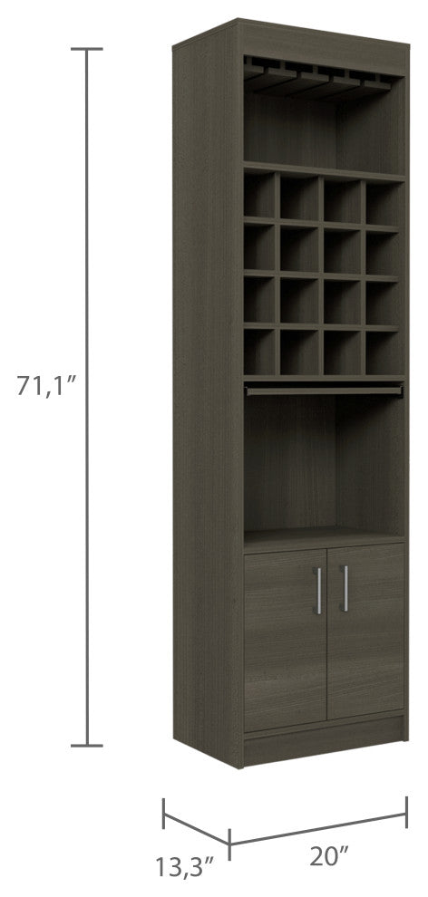 DEPOT E-SHOP Soria Bar Cabinet, Smokey Oak