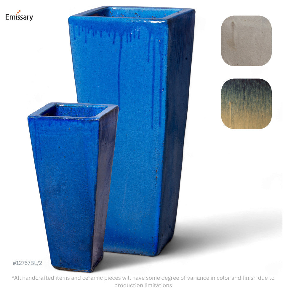Square Tall Planter, Blue, Large