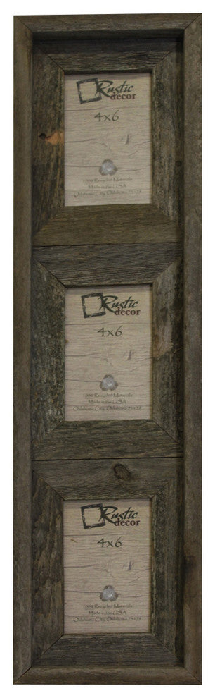 Barstow Reclaimed Rustic Barn Wood Vertical Collage Frame, 4"x6"