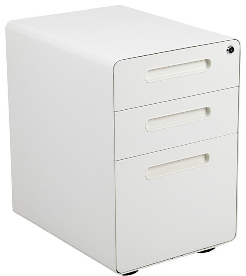 3-Drawer Filing Cabinet W/Hanging Drawer for Legal & Letter Files-White