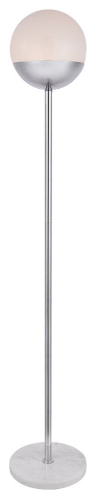 Midcentury Modern Chrome And Frosted White 1-Light Floor Lamp