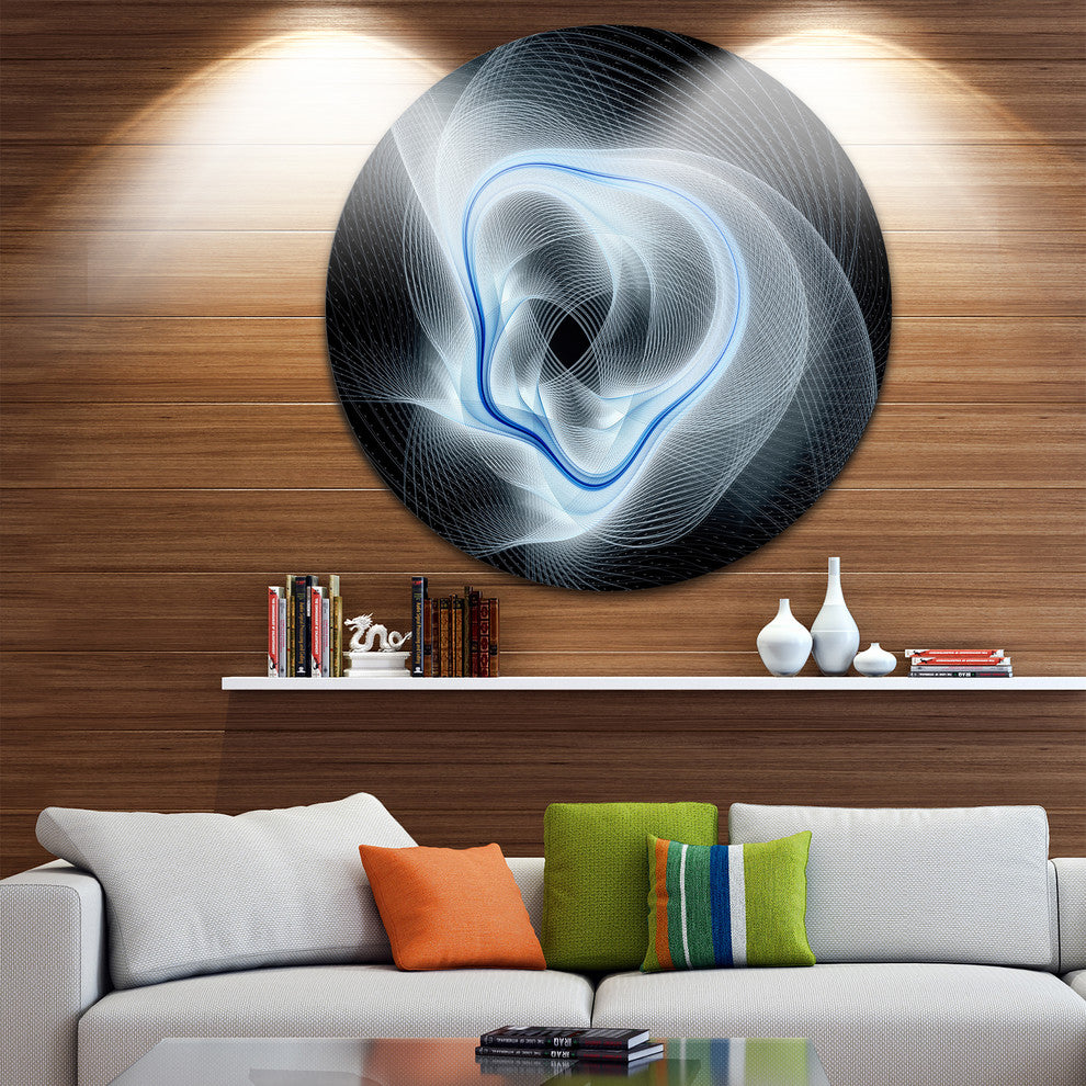 Light Blue Abstract Fractal Flower, Floral Disc Metal Wall Art, 11"