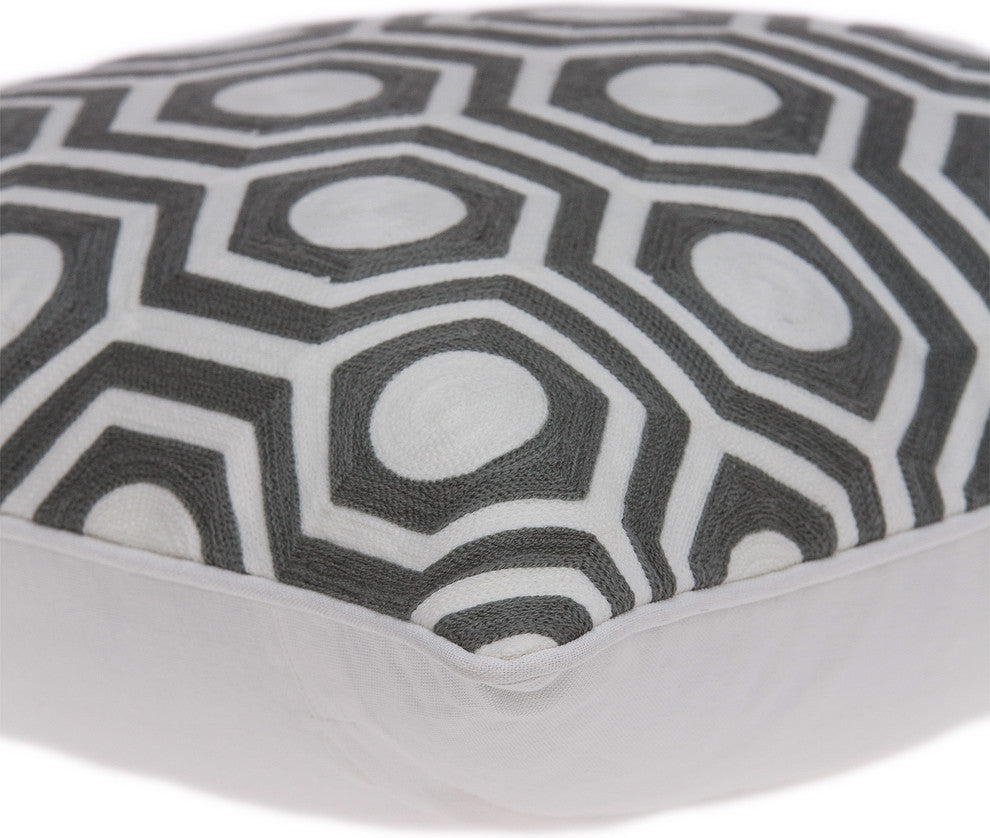 Ursae Traditional Gray and White Pillow Cover With Poly Insert