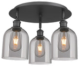 Ballston-Bella 3-Light 18" Flush Mount, Matte Black, Light Smoke