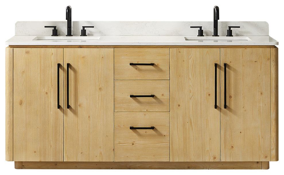 Serene Bathroom Vanity, Nature Brown, 72", No Mirror