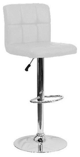 Sinclair High Back Upholstered Bar Stool in Chrome and White