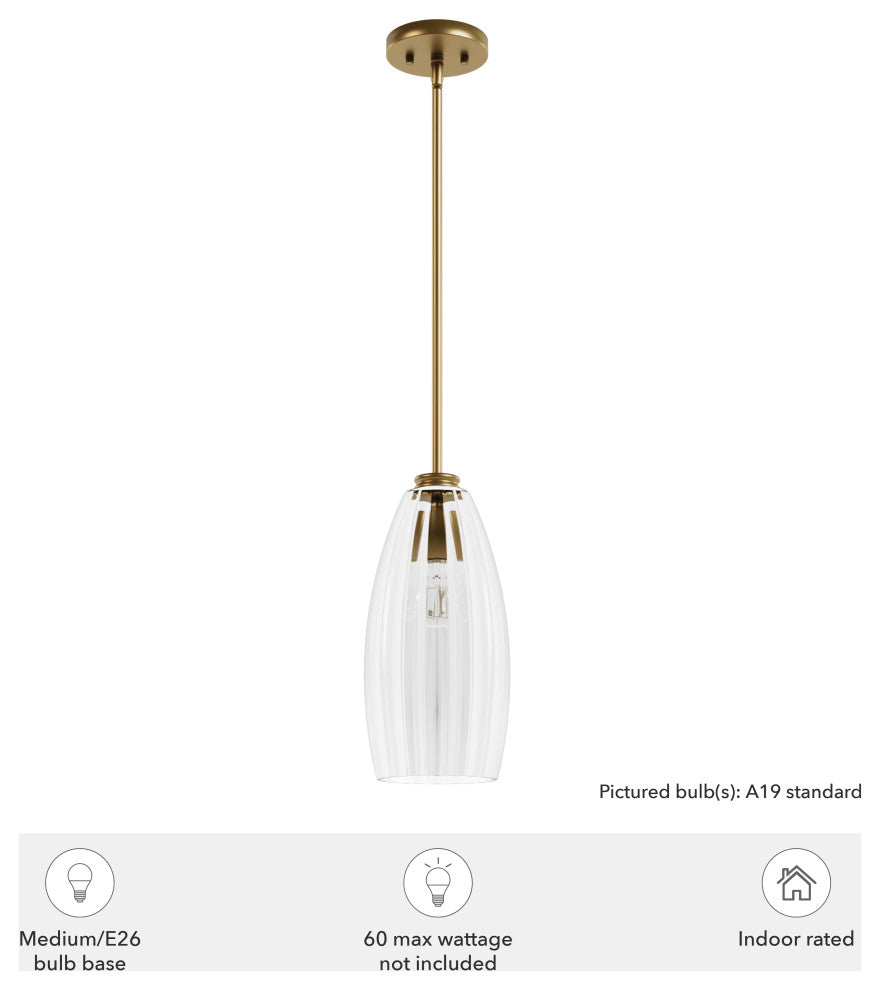 Rossmoor Luxe Gold With Clear Glass 1 Light Pendant