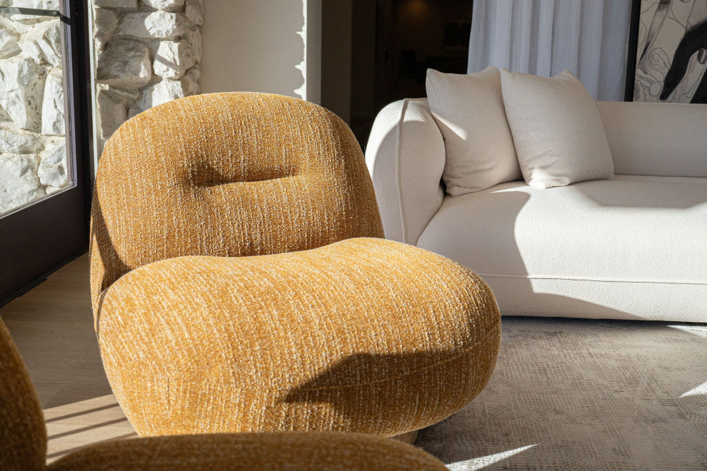 Modrest Renee Modern Mustard Fabric Swivel Accent Chair