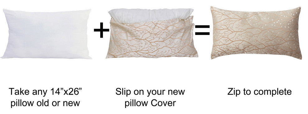 Branch Jacquard Valance and Pillow Shell Sets , Oatmeal, 20" X 20" / 56" X 19"