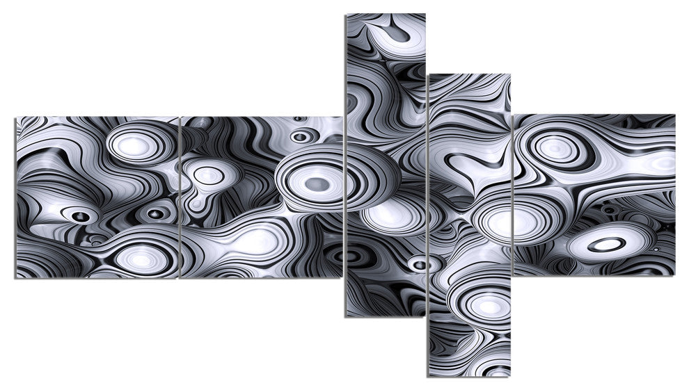 3D Abstract Wavy Bubbles, Abstract Canvas Art Print, 60"x32", 5 panels