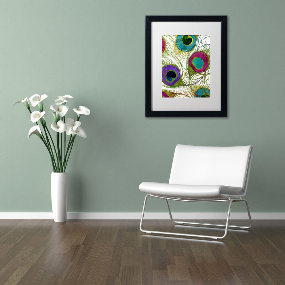 Color Bakery 'Peacock Feathers I' Art, Black Frame, White Matte, 11"x14"