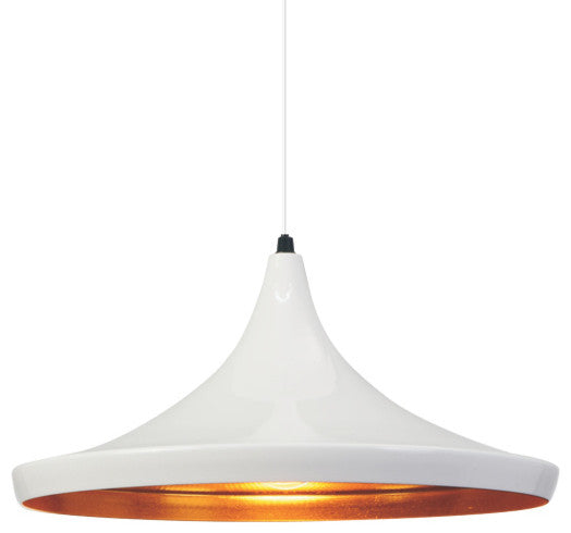 Beaut 1 Light Pendant, White, 14"x14"