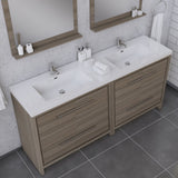 Sortino 72 inch Double Bathroom Vanity With Sink, Gray