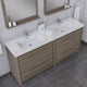 Sortino 72 inch Double Bathroom Vanity With Sink, Gray