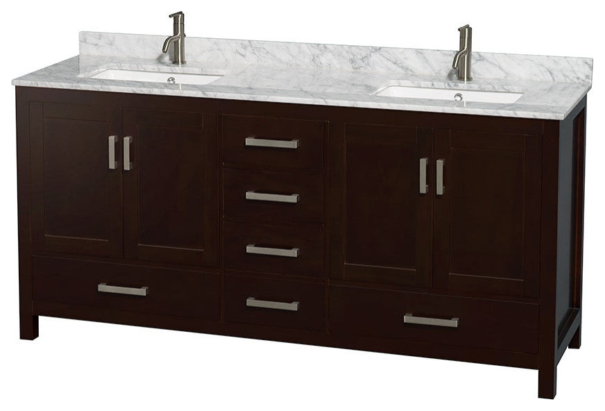 Wyndham WCS141472DESCMUNSMXX 72 Inch Duble Vanity with Carrera Marble Top