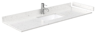 Avery 60, Single Vanity, White, Light-Vein Carrara Marble Top, Square Sink