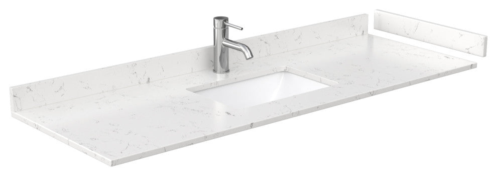 Avery 60, Single Vanity, White, Light-Vein Carrara Marble Top, Square Sink