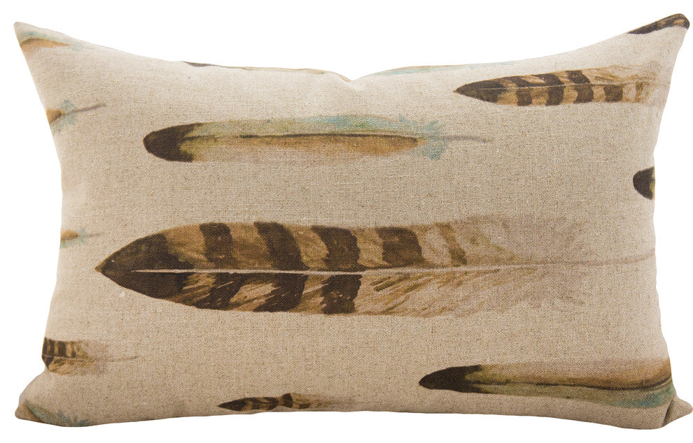 Lumbar Linen Feather Throw Pillow