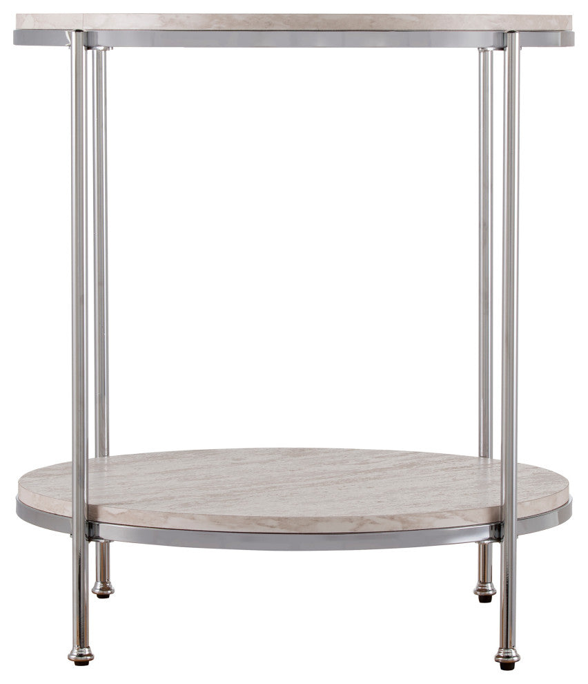 Ackers Round Faux Stone End Table