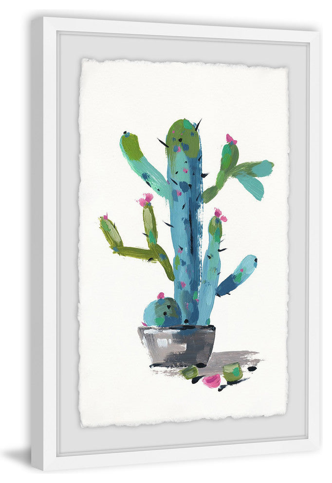 "Little Blue Cactus" Framed Painting Print, 30"x45"