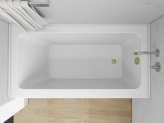 Vanity Art Alcove Soaking Acrylic Bathtub, White/Titanium Gold, 60"x32", Right