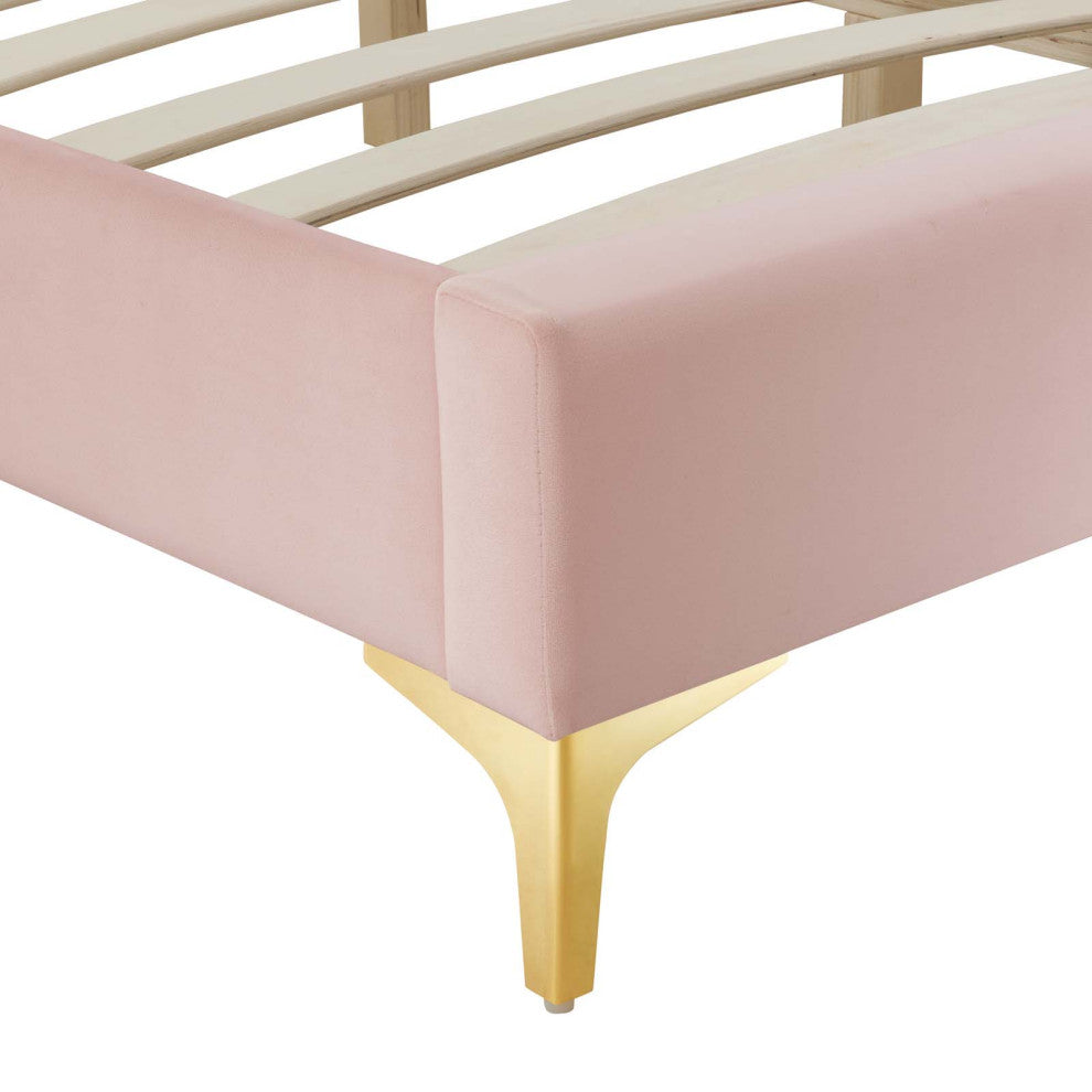 Sutton Twin Performance Velvet Bed Frame-Pink