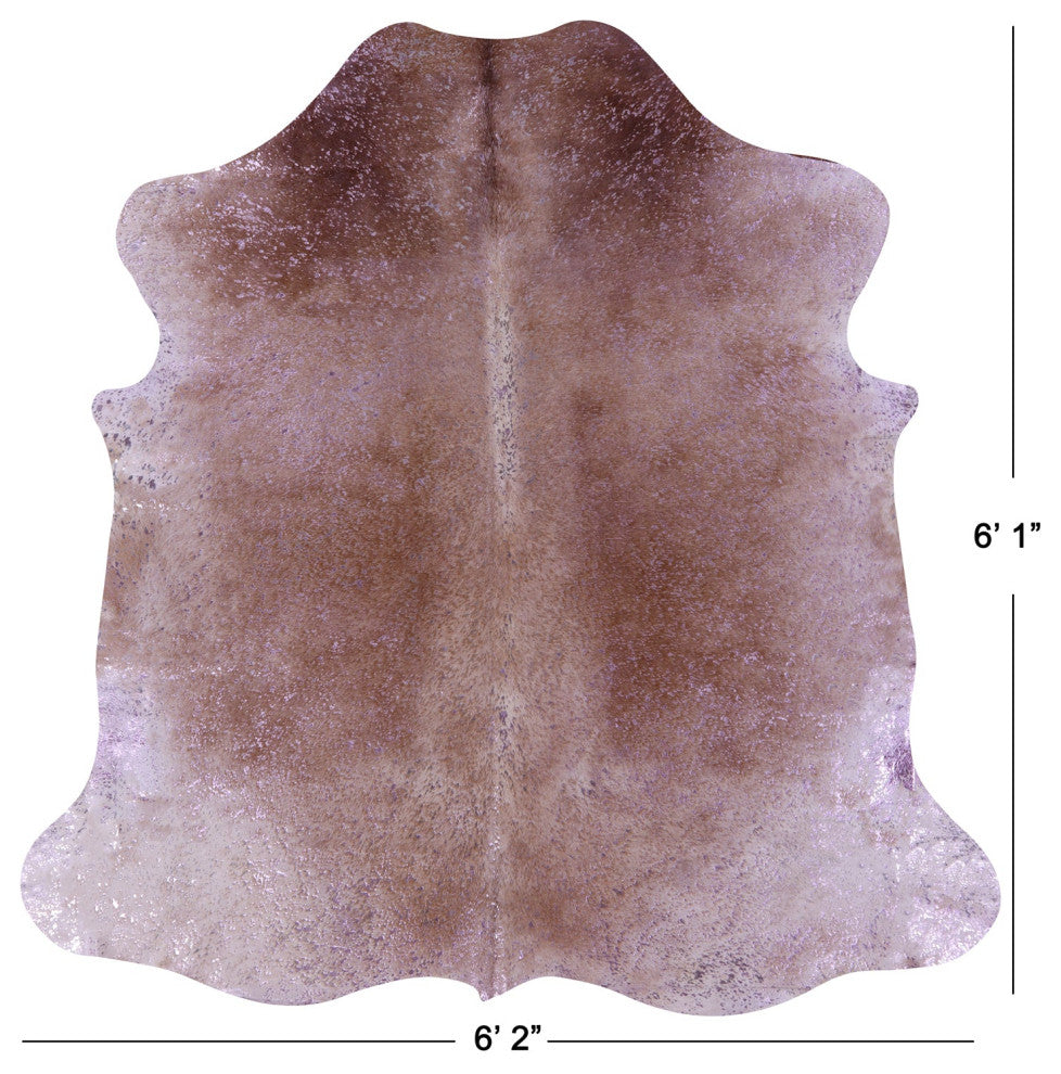6' 1" X 6' 2" Pink Metallic Cowhide Rug C2117
