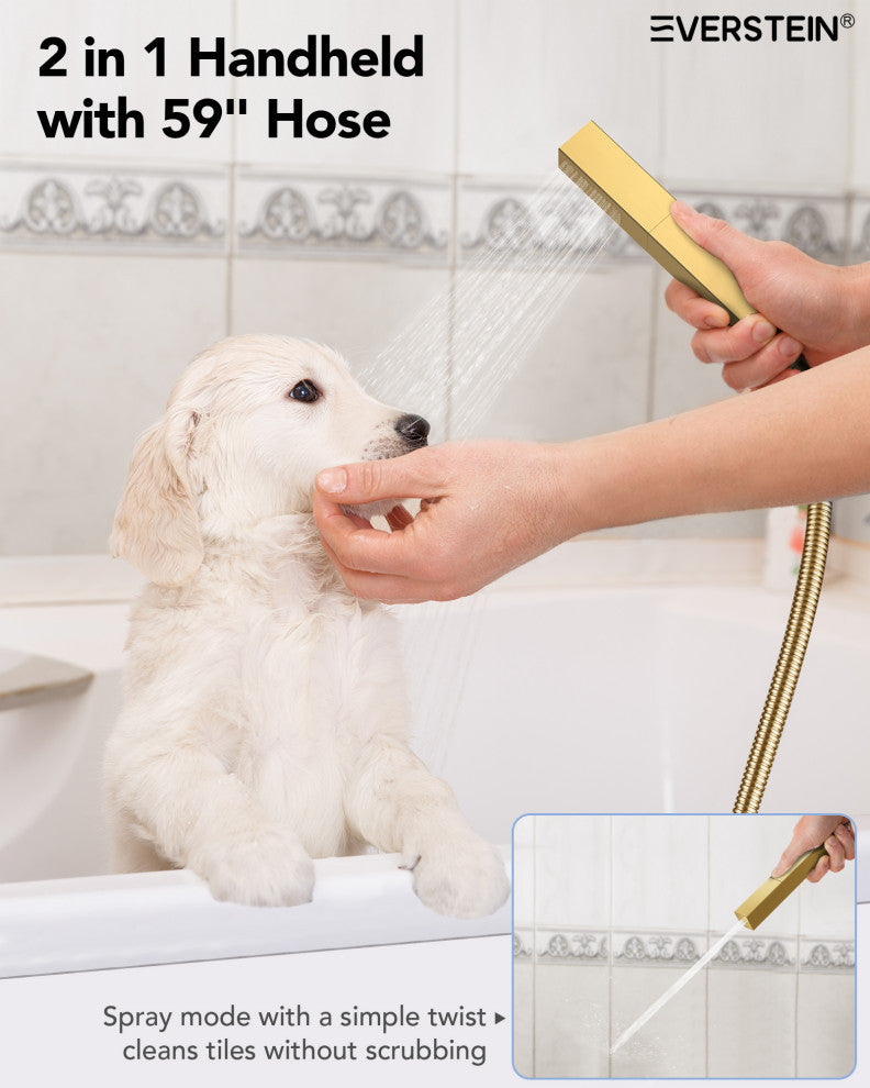 Themostatic Shower System 12" High-Pressure Dual Heads, Brushed Gold