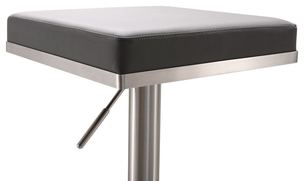 Bari Grey Stainless Steel Adjustable Barstool