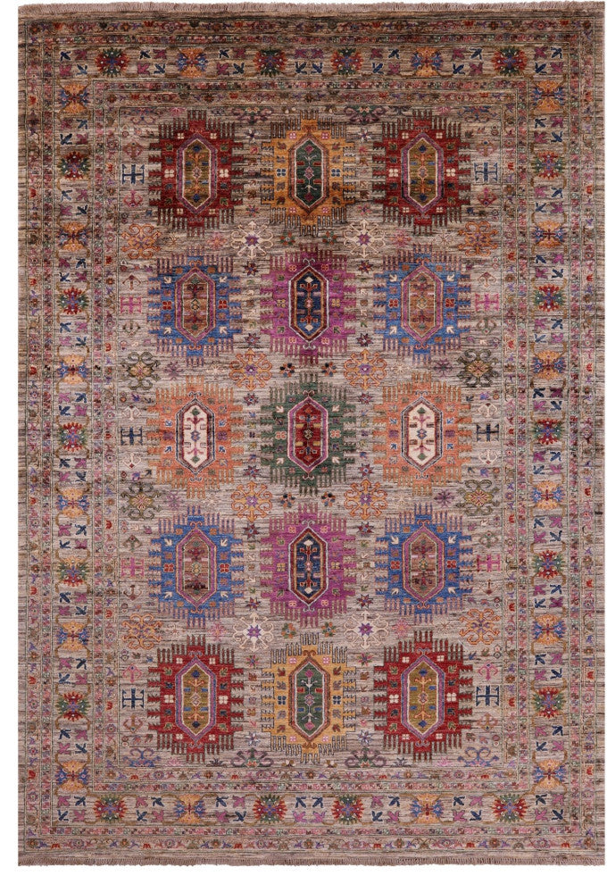 6' 7" X 10' 2" Fine Turkmen Ersari Hand Knotted Rug - Q12487