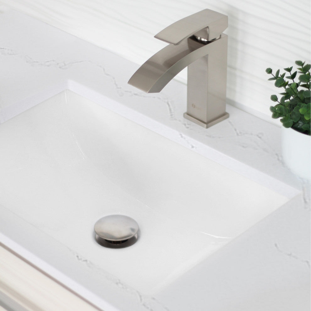 STYLISH 20" Porcelain Rectangular Undermount Bathroom Sink with Overflow