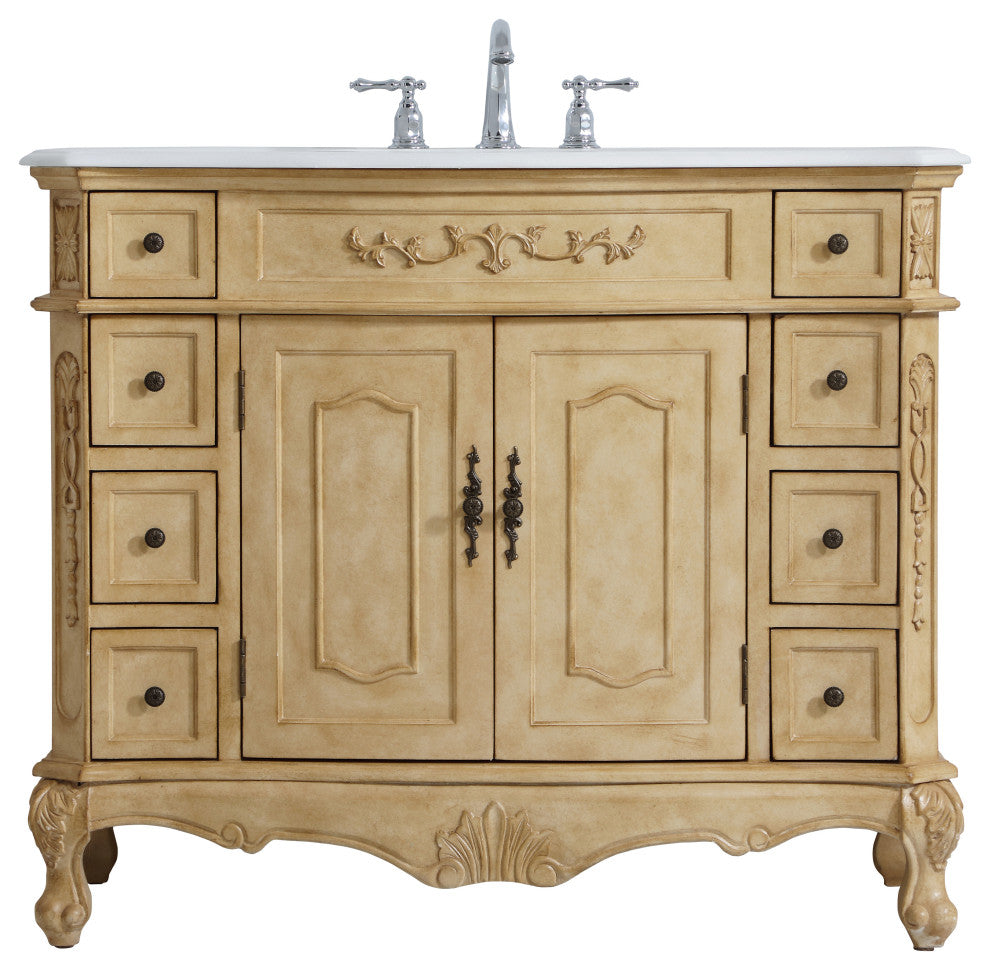 Bathroom Vanity, Antique Beige, 42", Single Sink