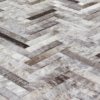 Cowhide Patchwork Rug, Plutus, Slate, 9'x12'