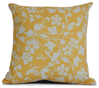 20x20", Evelyn, Floral Print Pillow,  Yellow