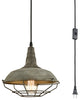 Farmhouse Plug-in Pendant Light Dark Grey Metal Cage Fixture