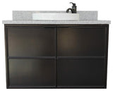 37" Single Wall Mount Vanity, Cappuccino Finish With Gray Granite Top