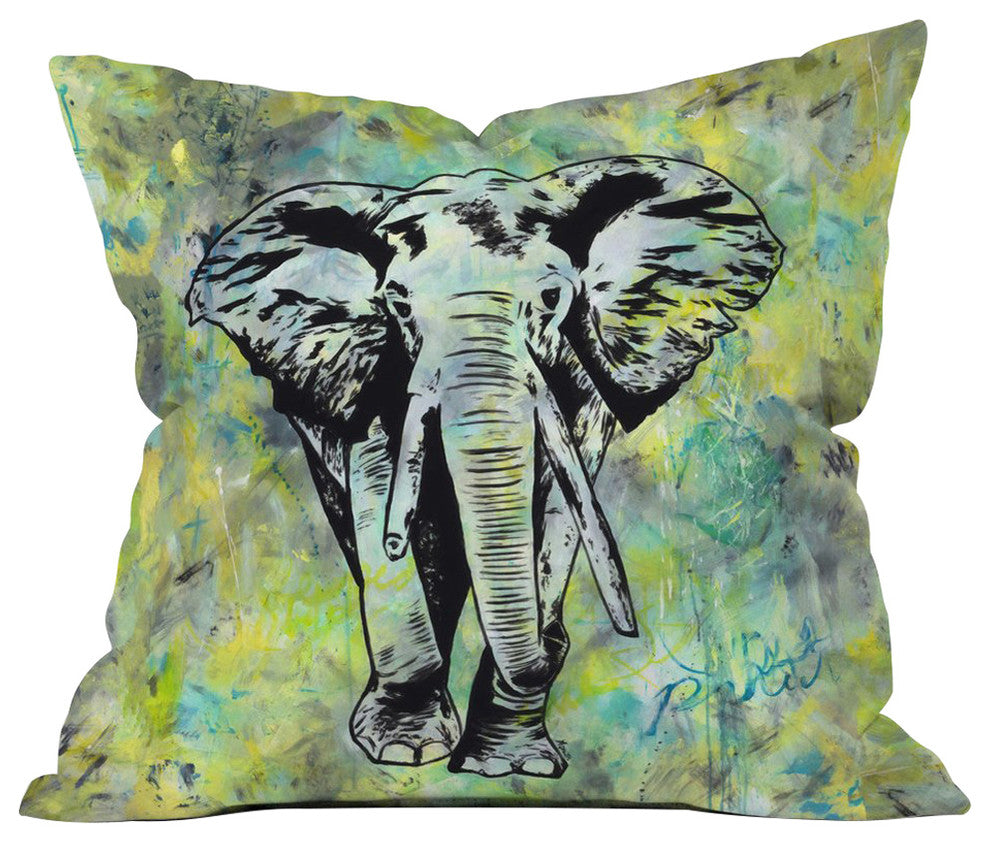 Amy Smith The Tough Elephant Throw Pillow, 16"x16"