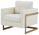 Modrest Prince Contemporary White Fabric + Gold Steel Accent Chair