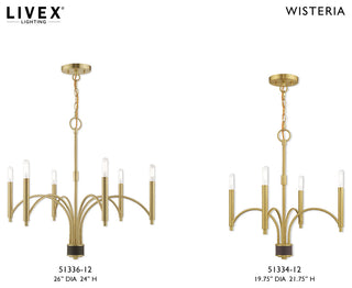 Livex Lighting 51336 Wisteria 6 Light 26"W Chandelier - Satin Brass