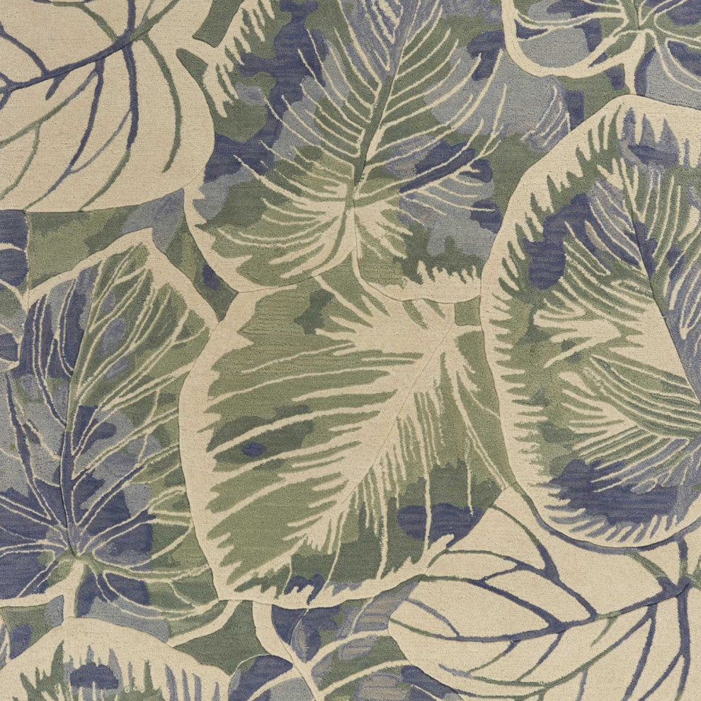 HomeRoots 5'x8' Blue Green Hand Tufted Tropical Caladium Indoor Area Rug