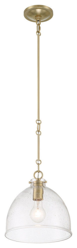 Quinn Seeded Glass 10" Dome Antique Brass Pendant Light