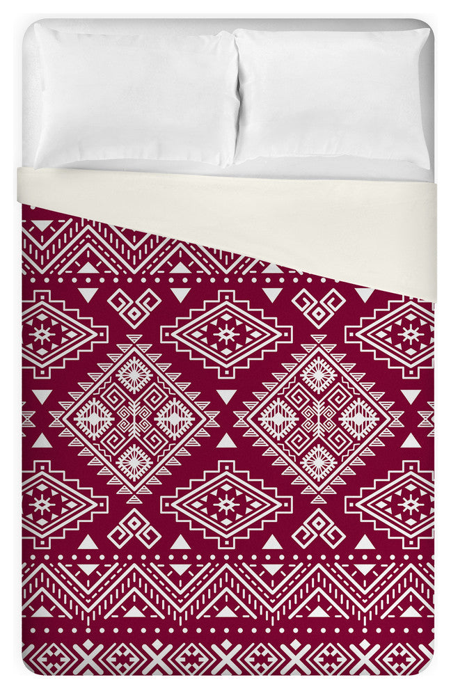 Maroon Tribal Print King Brushed Poly Duvet