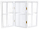 2' Tall Desktop Double Cross Shoji Screen, White, 3 Panels