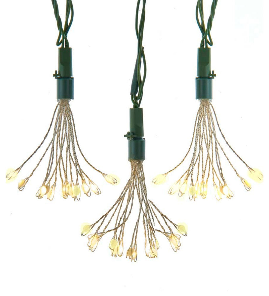 75 Light, Cluster Lights and Warm White Twinkle LED Lights Green Wire