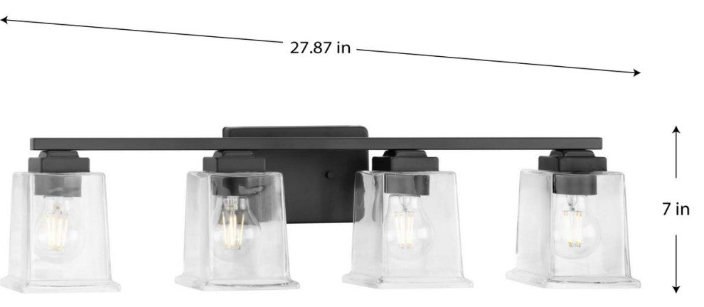 Gilmour Collection 4-Light Matte Black Light Clear Glass Vanity