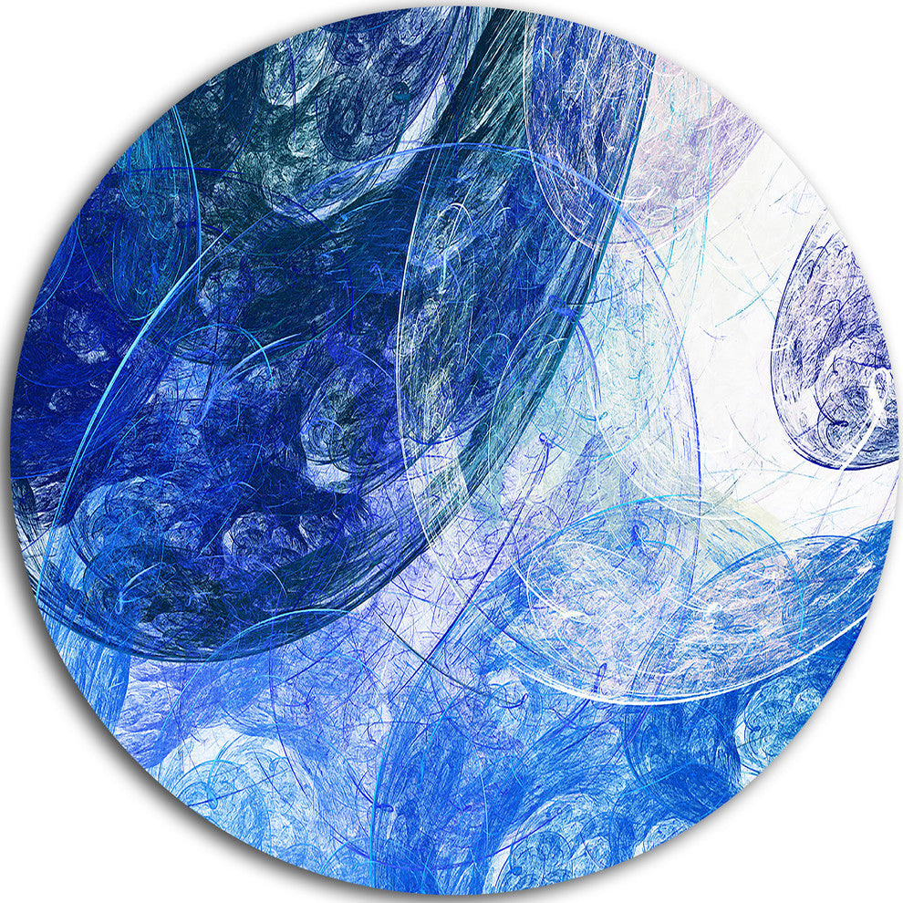 Light Blue Swirling Clouds, Abstract Digital Disc Metal Wall Art, 38"